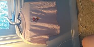 Pink Kids Short Sleeve Tee with Cartoon Design